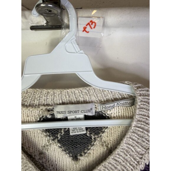 Vintage 80s Streetwear Hand Knit Diamond Argyle Rainbow Sweater - Picture 5 of 7